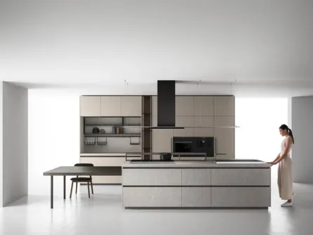 Cucina Moderna con isola Zafferano 02 finitura laminato Piasentina e Canapa di Valdesign