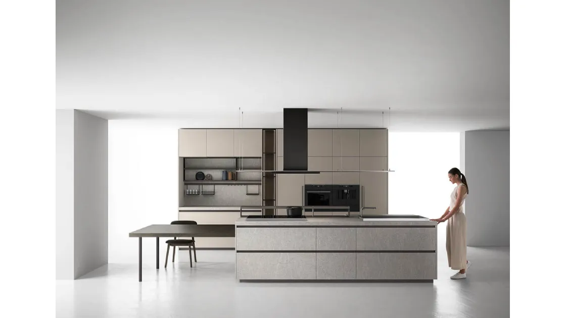 Cucina Moderna con isola Zafferano 02 finitura laminato Piasentina e Canapa di Valdesign